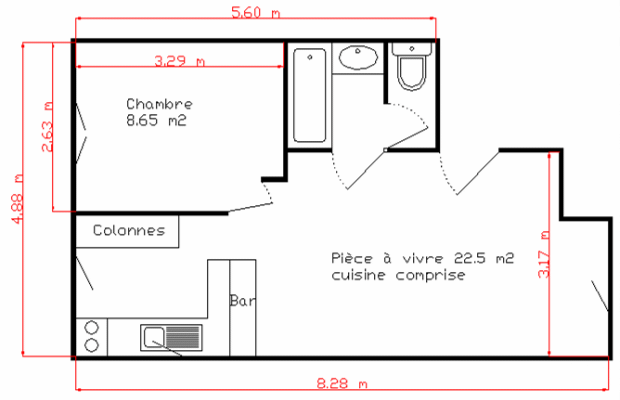 plan appartement 58 m2